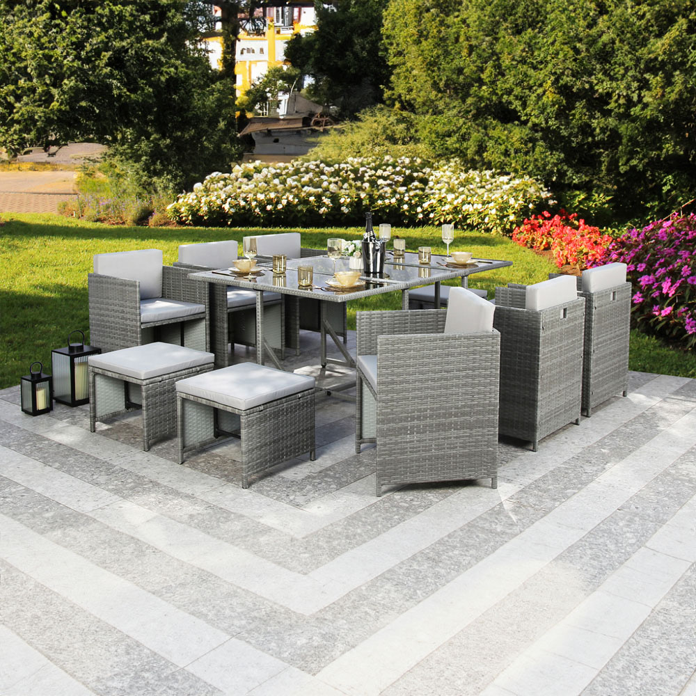 Home Garden Direct Athena 10 Seater Cube Dining Set Grey Image 5