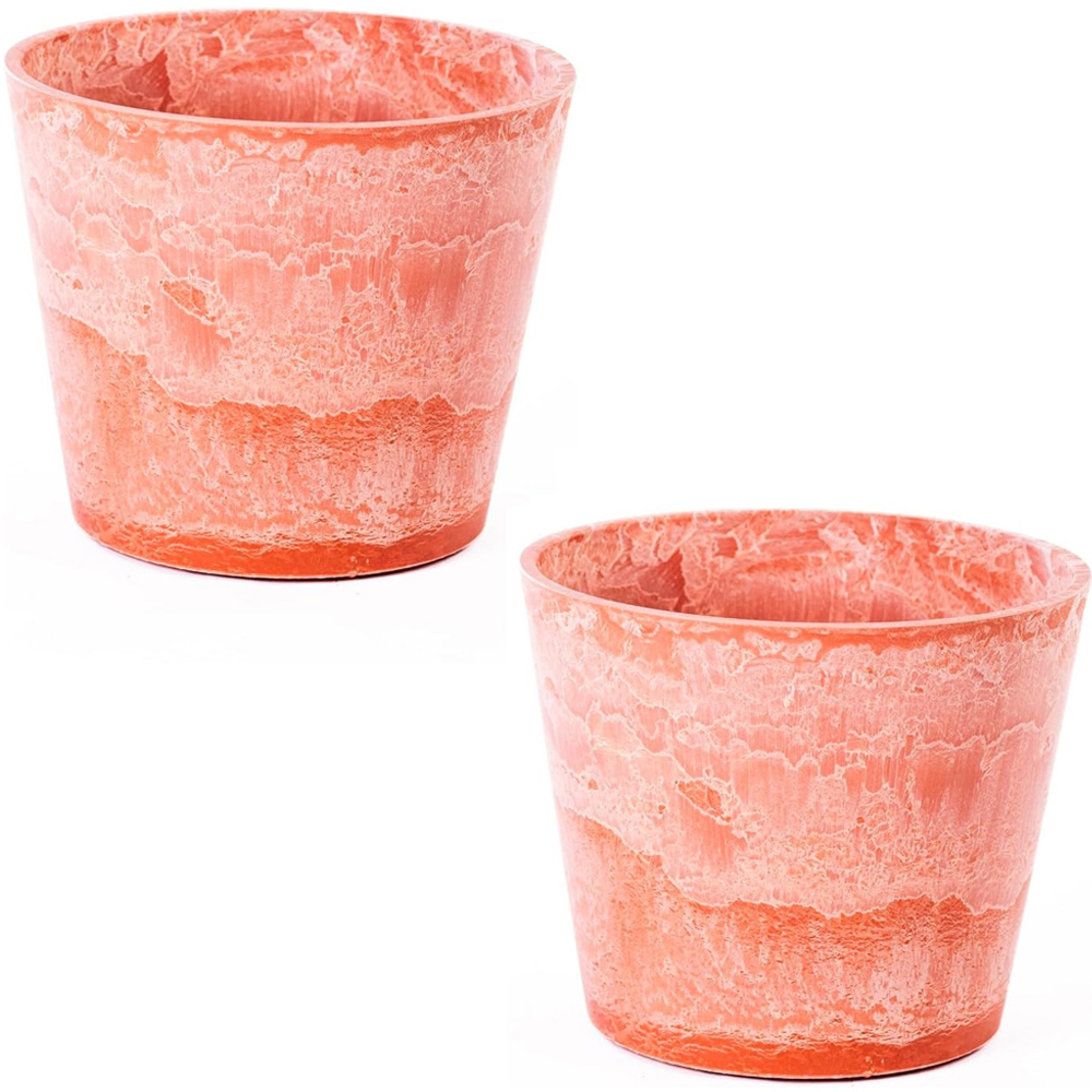 Garden Gear Caesar Terracotta Marble Effect Planter 41cm 2 Pack Image 1