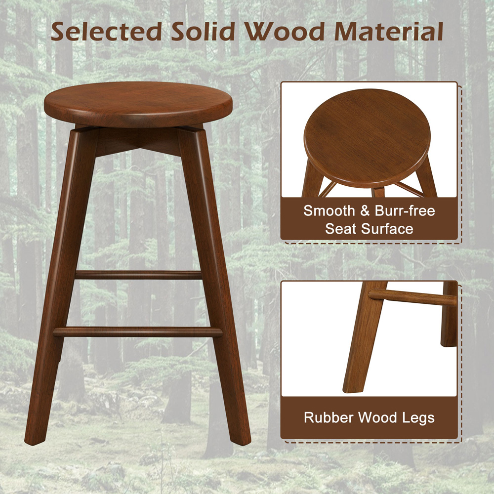 Costway Brown Swivel Counter Height Bar Stool Set of 2 Image 7