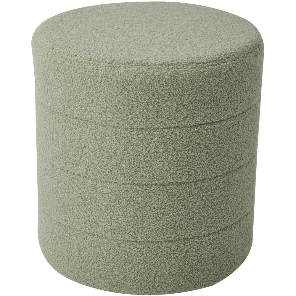 Living and Home Muted Green Teddy Fleece Tub Design Round Footstool Image 2