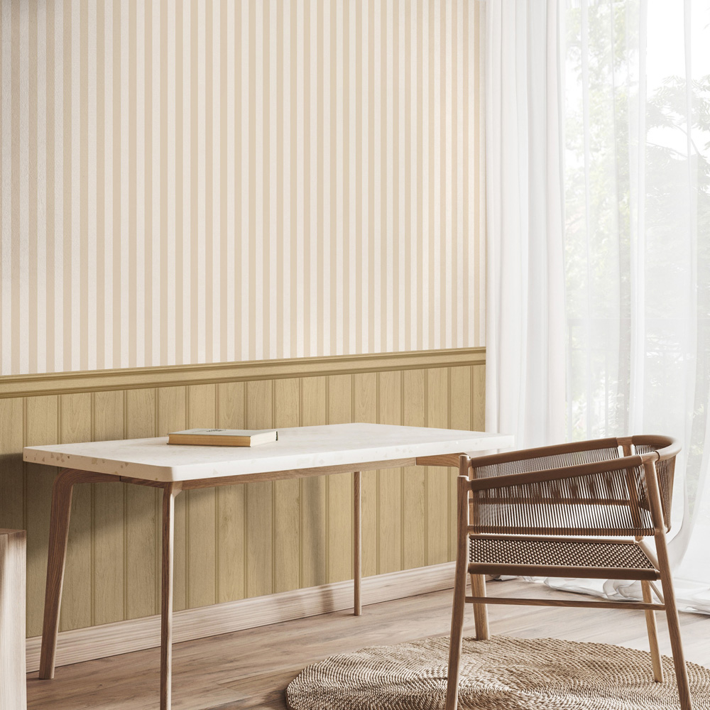 Hoopla Walls Sand Tongue and Groove Stripe Wallpaper Image 2