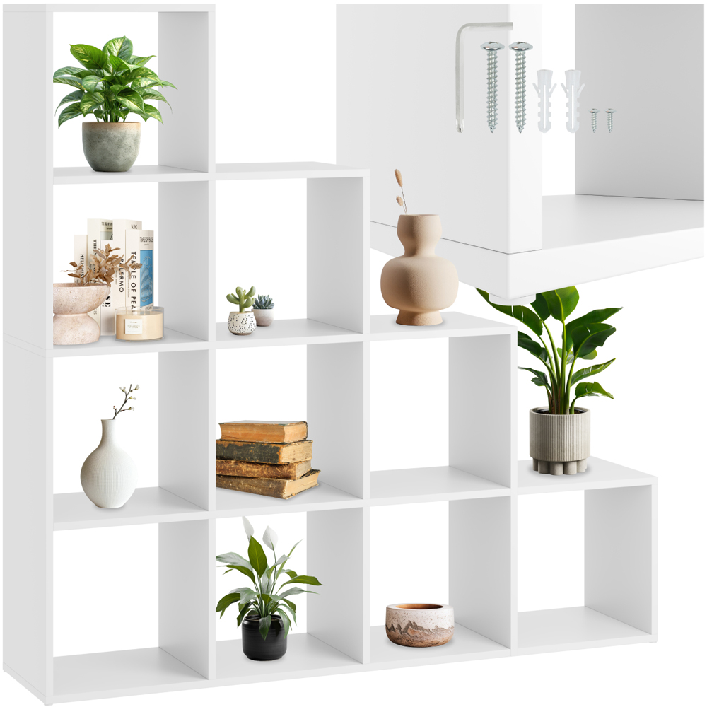 Tectake Talis 10 Shelf White Cube Bookshelf Image 2