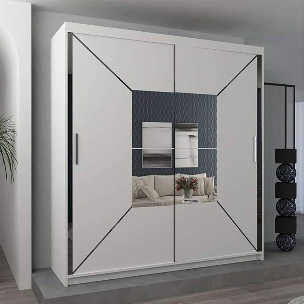 Sliding Wardrobes 4U Nicole 2 Door White Mirror Wardrobe Image 3