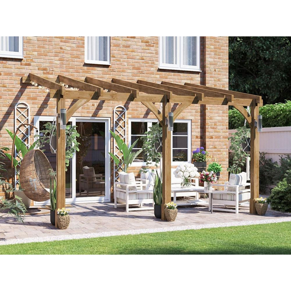 Dunster House Leviathan 4 x 3m Brown Plant Frame Wall Mounted Lean To Pergola Image 3
