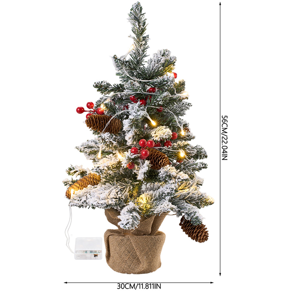 Living and Home Snow-Frosted Tabletop Artificial Christmas Tree 1.8ft with String Light Image 8