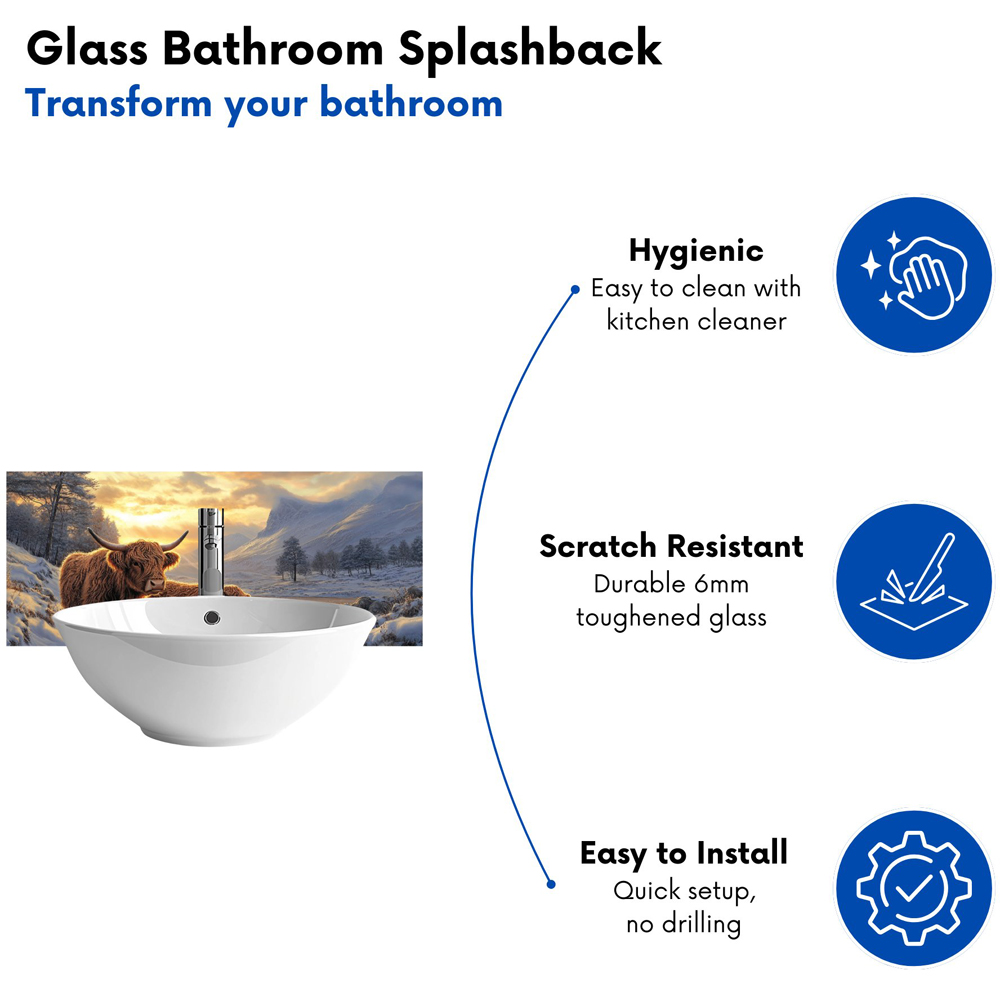 Warren Reed Designer Highland Cows by the Lake Bathroom Splashback 25 x 60cm Image 4