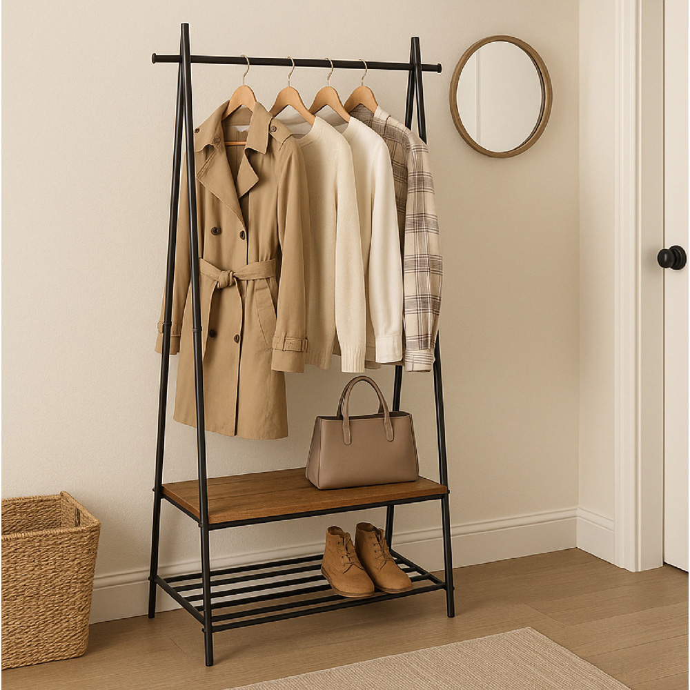 Modcraft 2 Shelf Industrial Coat Rack with Shoe Storage Image 3