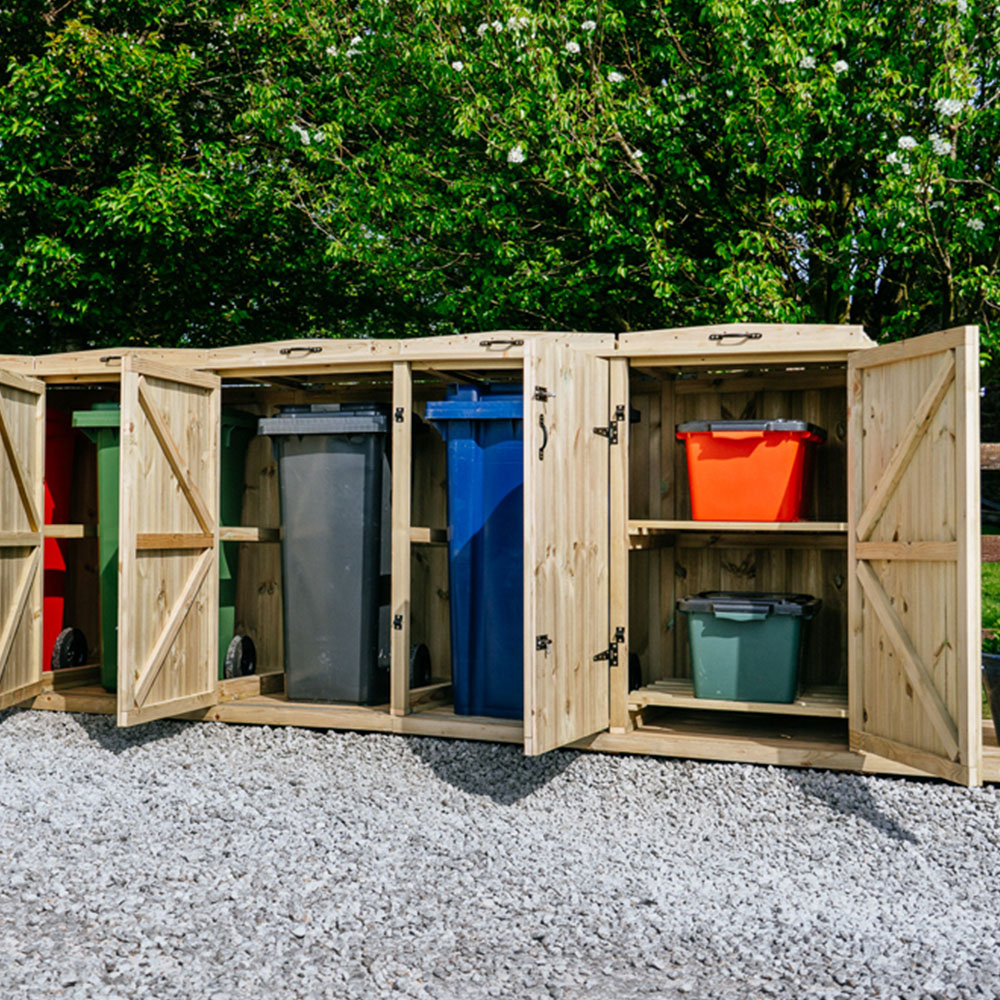 The Garden Village Chatburn 2 Recycle Box 4 Wheelie Bin Shed Image 9