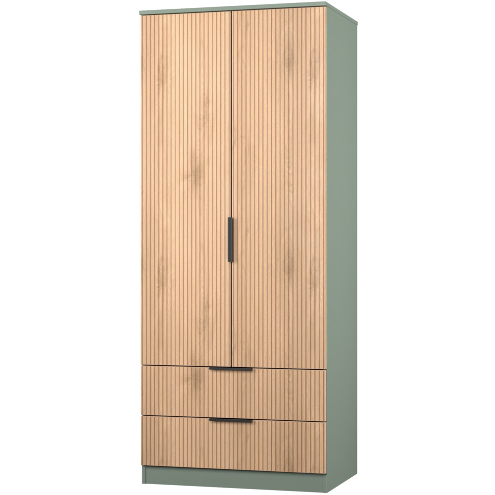 Crowndale Java 2 Door 2 Drawer Slatt Effect and Reed Green Wardrobe Image 4