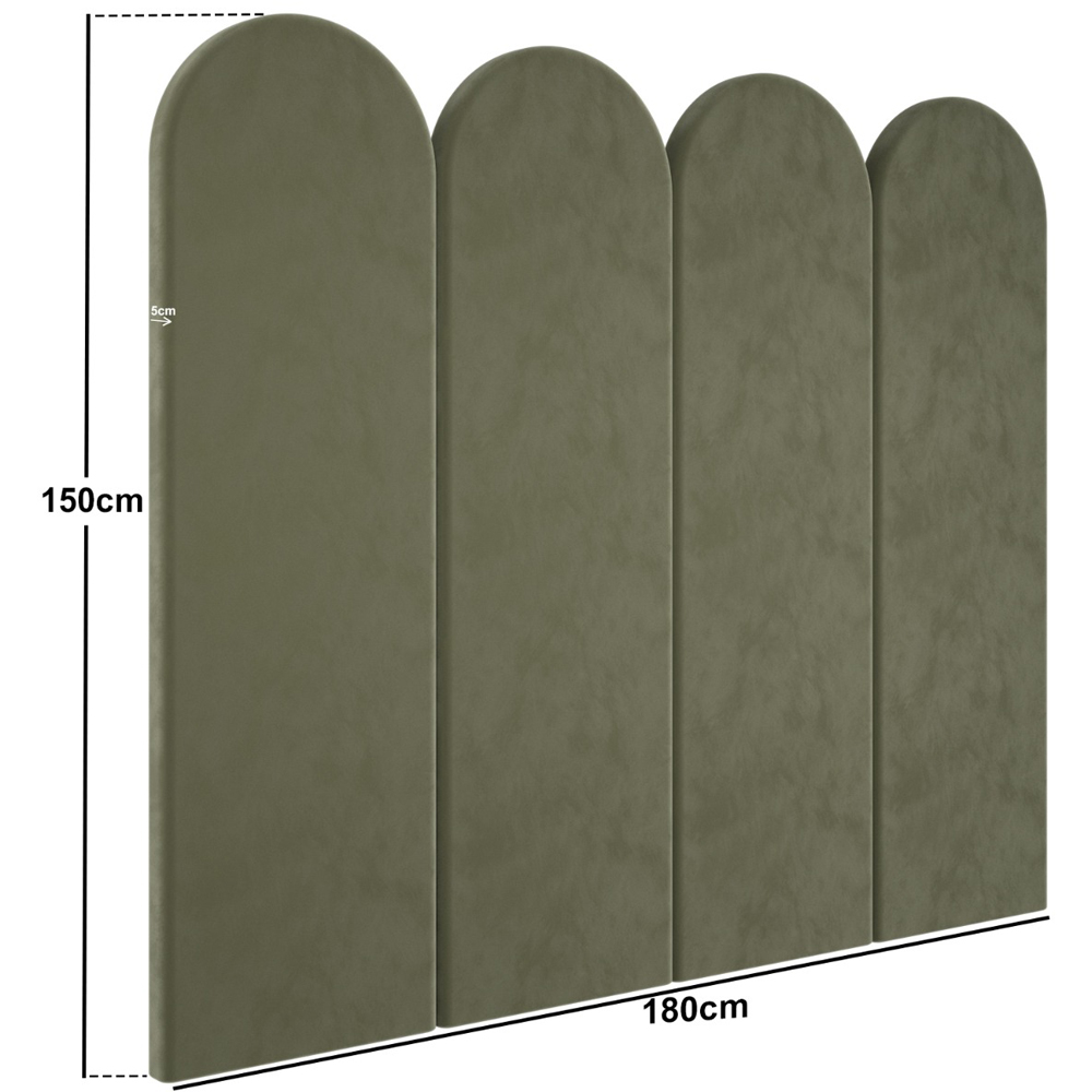 Solace+Co Cirrus Khaki Green Velvet Headboard Panel 4 Pack Image 5