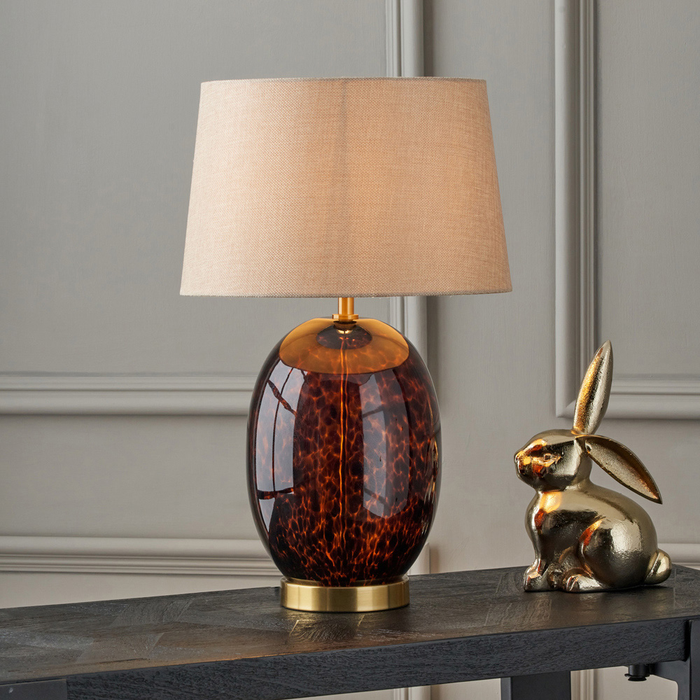 Pacific Lifestyle Lucien Tortoiseshell Glass Tall Table Lamp Image 2