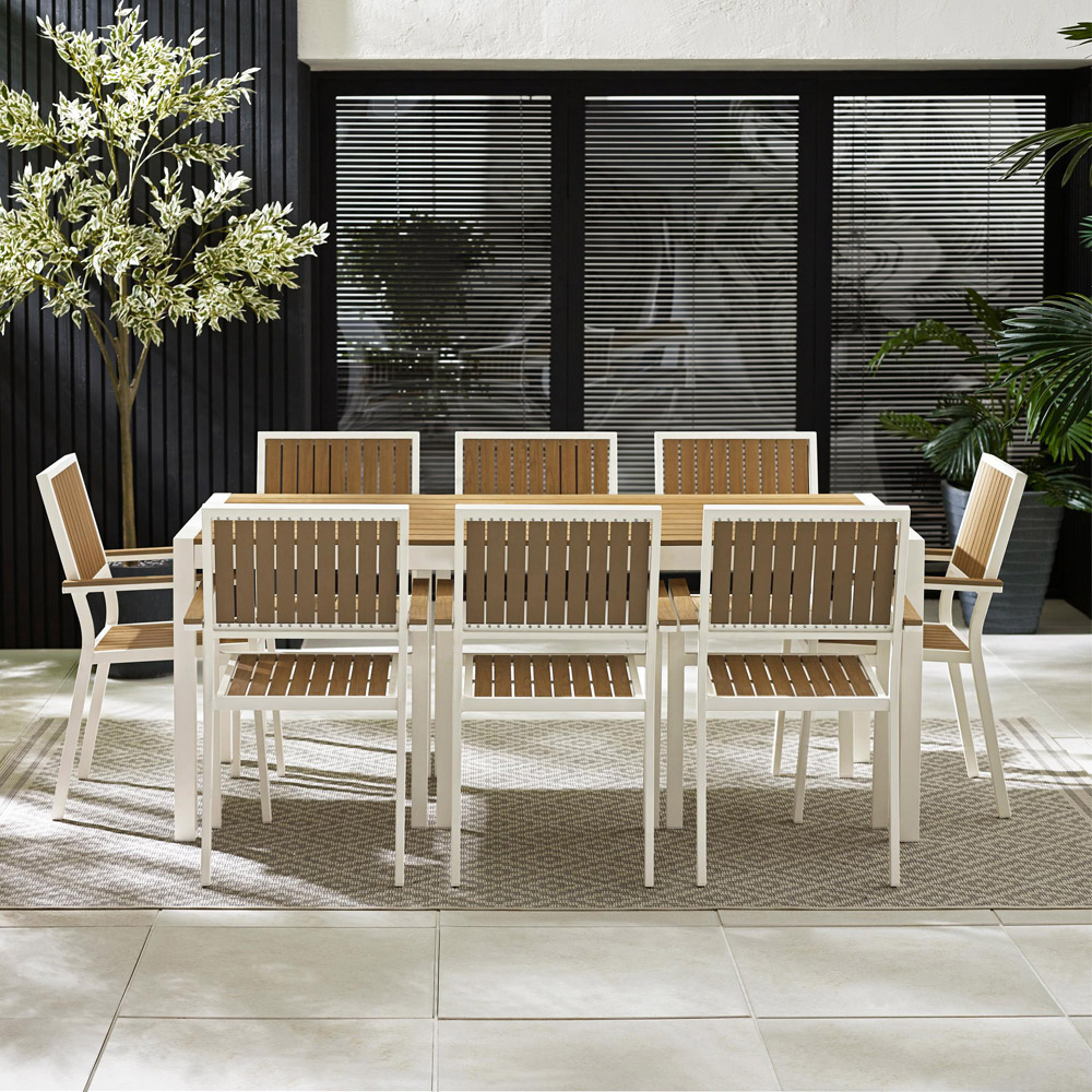 Furniturebox Bermuda 8 Seater Wooden Outdoor Dining Set White Image 7