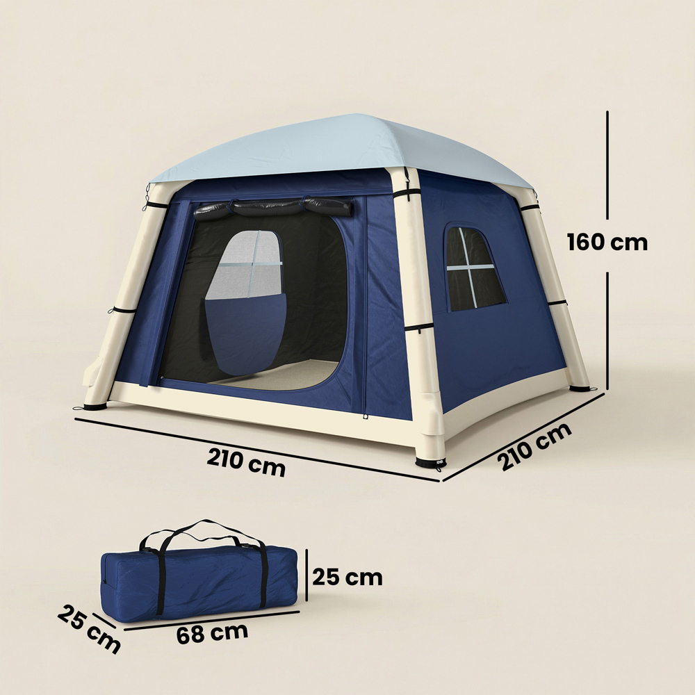 Outsunny 2 Person Inflatable Camping Tent Dark Blue Image 9