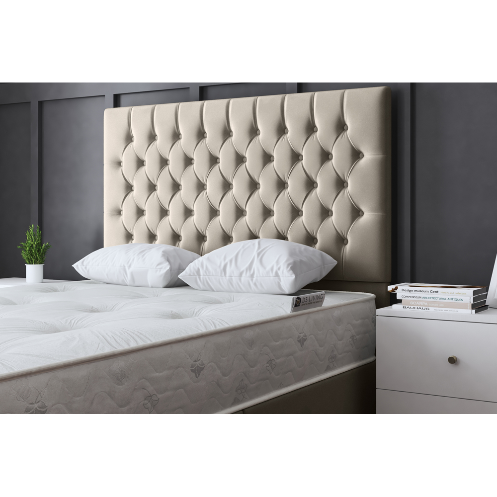 DS Living Seraphine Super King Size Beige Upholstered Panel Divan Bed with 2 Drawer Image 3