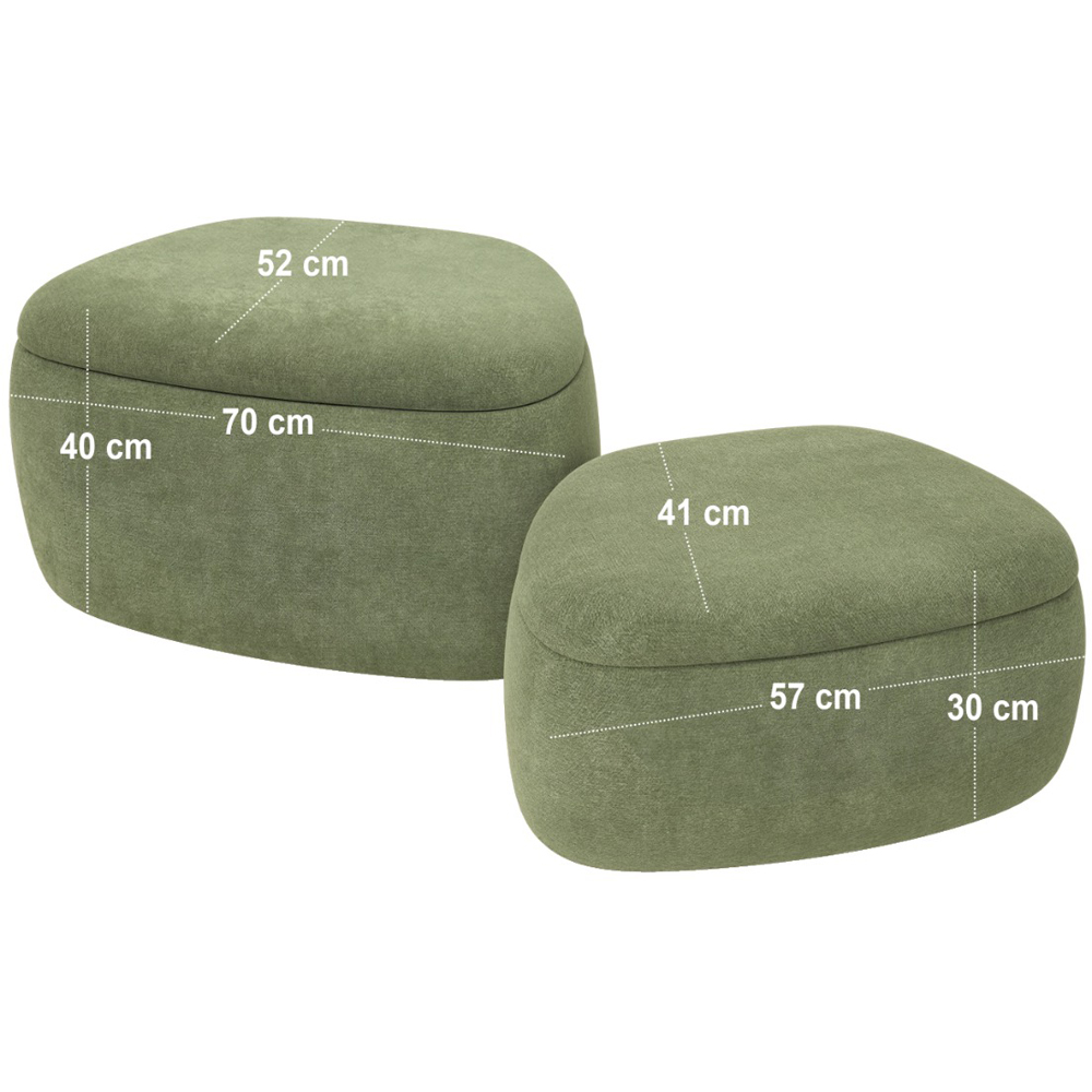 SOLACE+CO Zuri Set of 2 Green Fabric Storage Pouffe Image 4