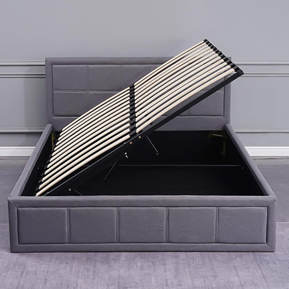 Portland Double Grey Fabric Ottoman Bed Image 4