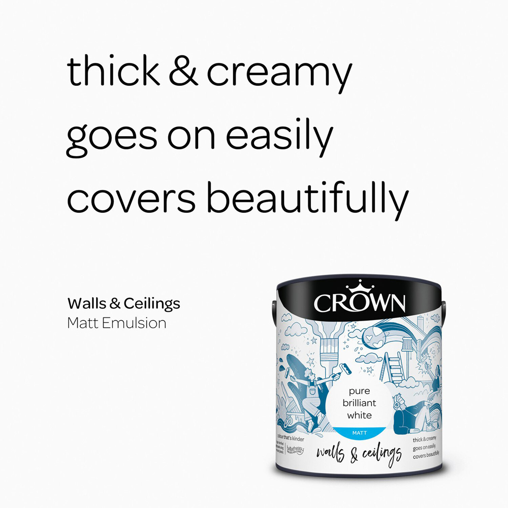 Crown Breatheasy Pure Brilliant White Matt Emulsion Paint 2.5L Image 6