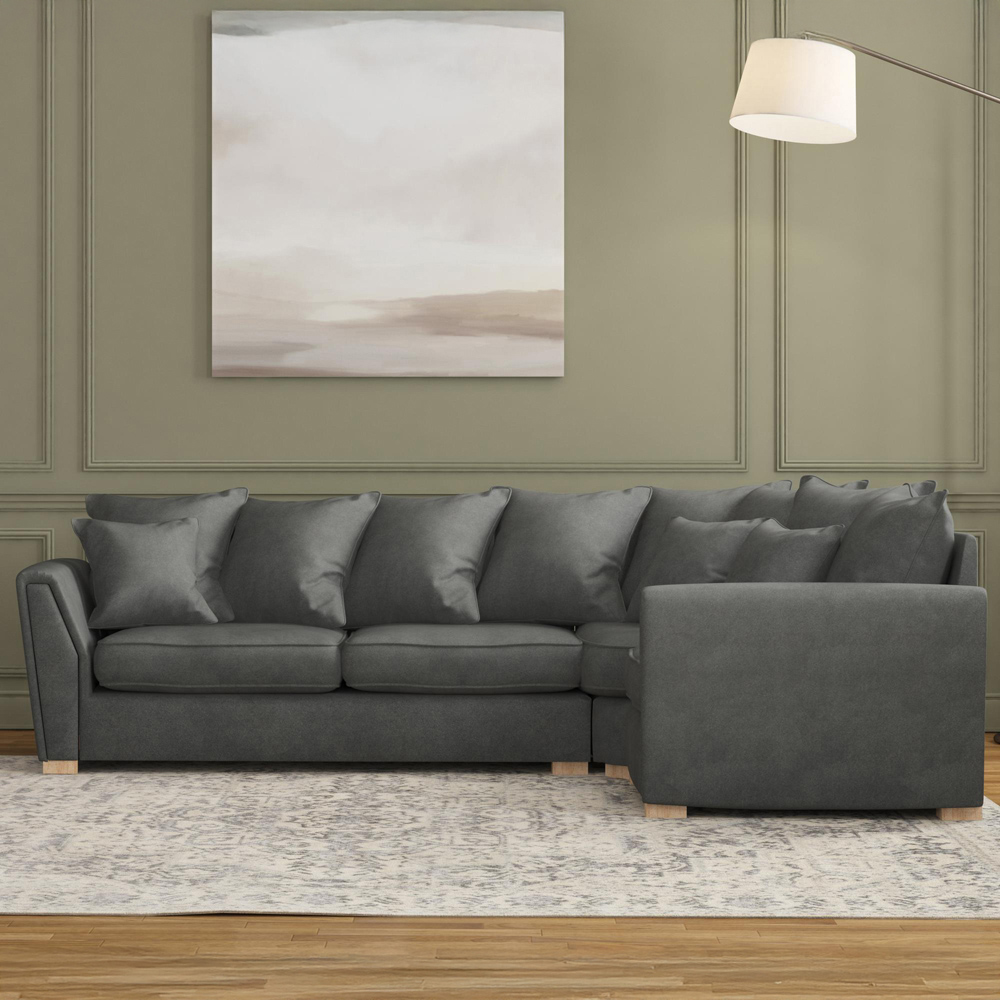 Wendleberry 3 Seater Steel Plush Velvet Scatter Back Right Hand Corner Sofa Image 5