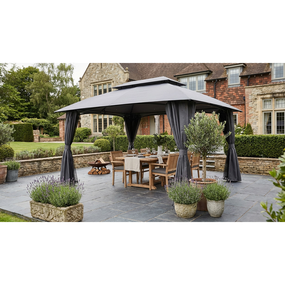 Malay New Hampshire 3 x 4m Grey Polyester and Steel Gazebo Image 3