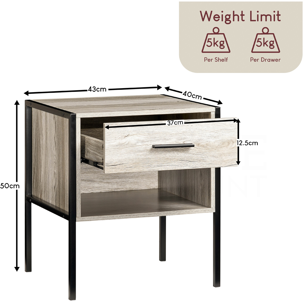 Vida Designs Brooklyn Single Drawer Grey Bedside Table Image 8