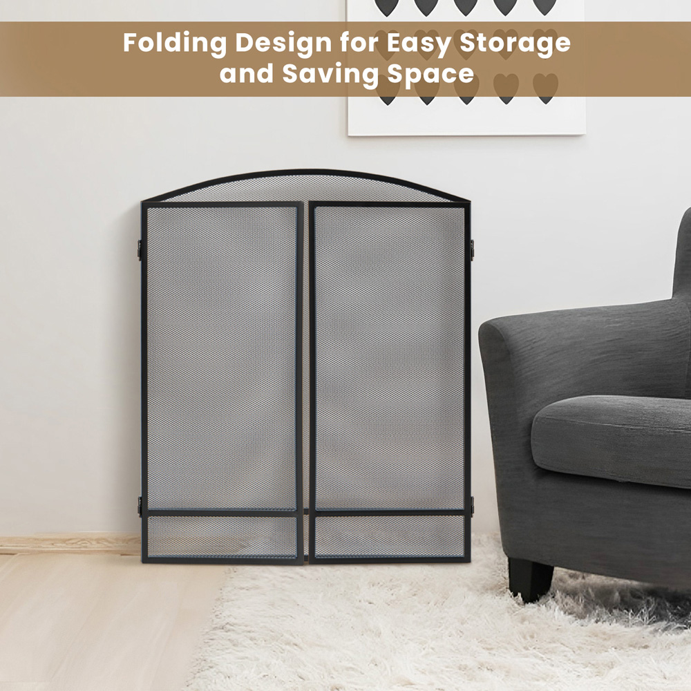 Costway Black 3 Panel Folding Fire Guard Image 6