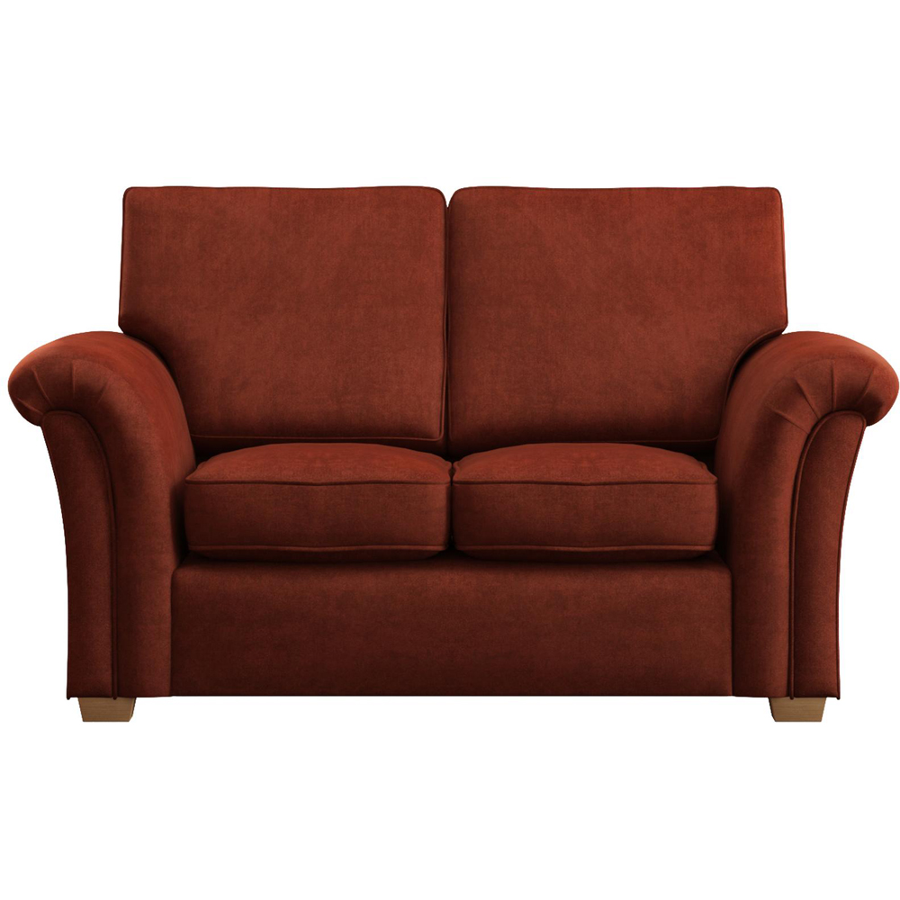 Castleacre 2 Seater Marmalade Plush Velvet Fixed Back Sofa Image 3