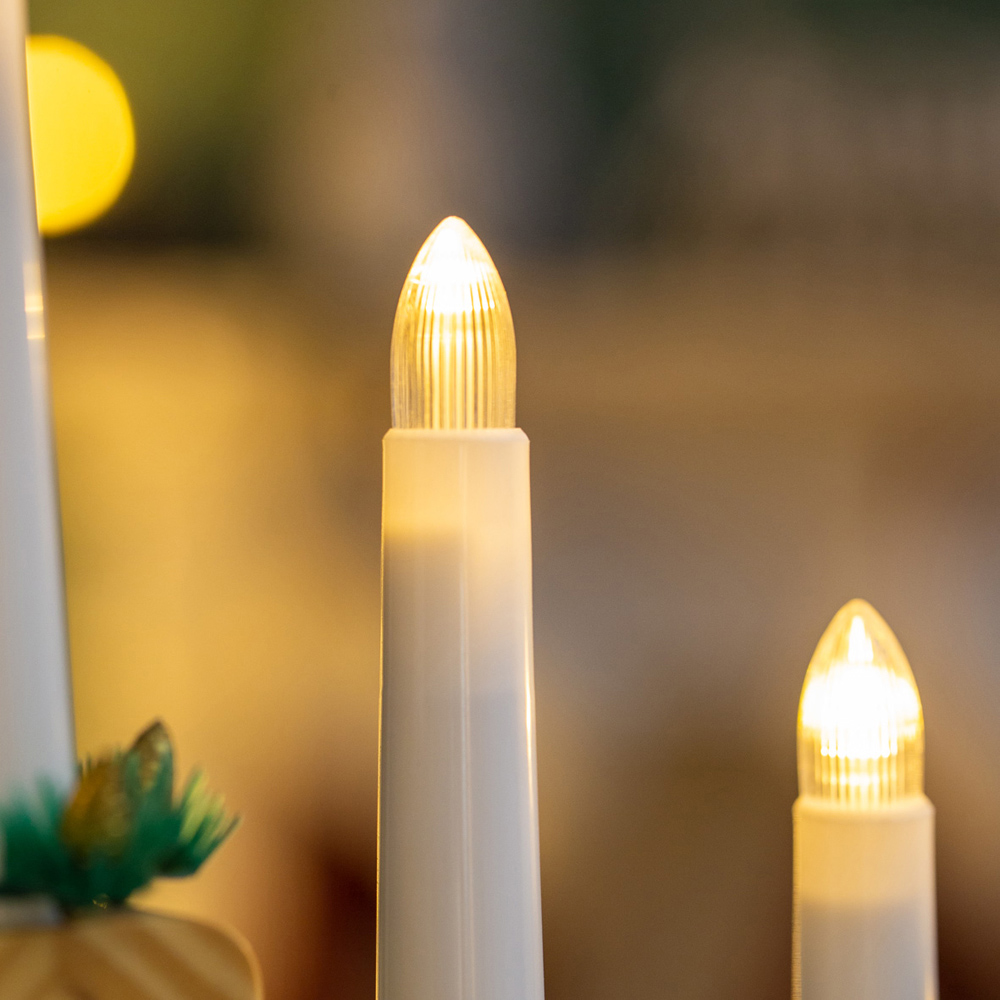 The Christmas Workshop 7 LED Battery Operated Pine Wooden Candle Bridge Light Image 2