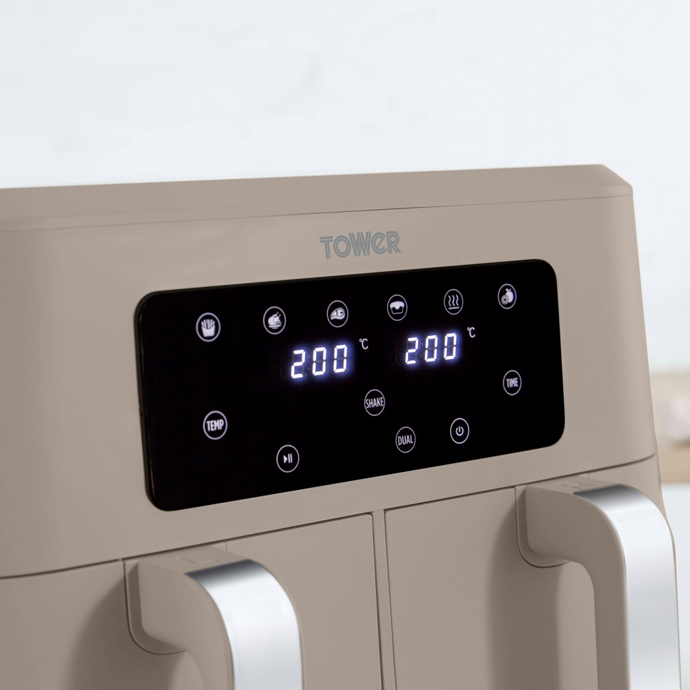 Tower Cavaletto EEJB249 Latte 8.5L Dual Basket Air Fryer with 4 Slice Toaster and 1.7L Kettle Set Image 6