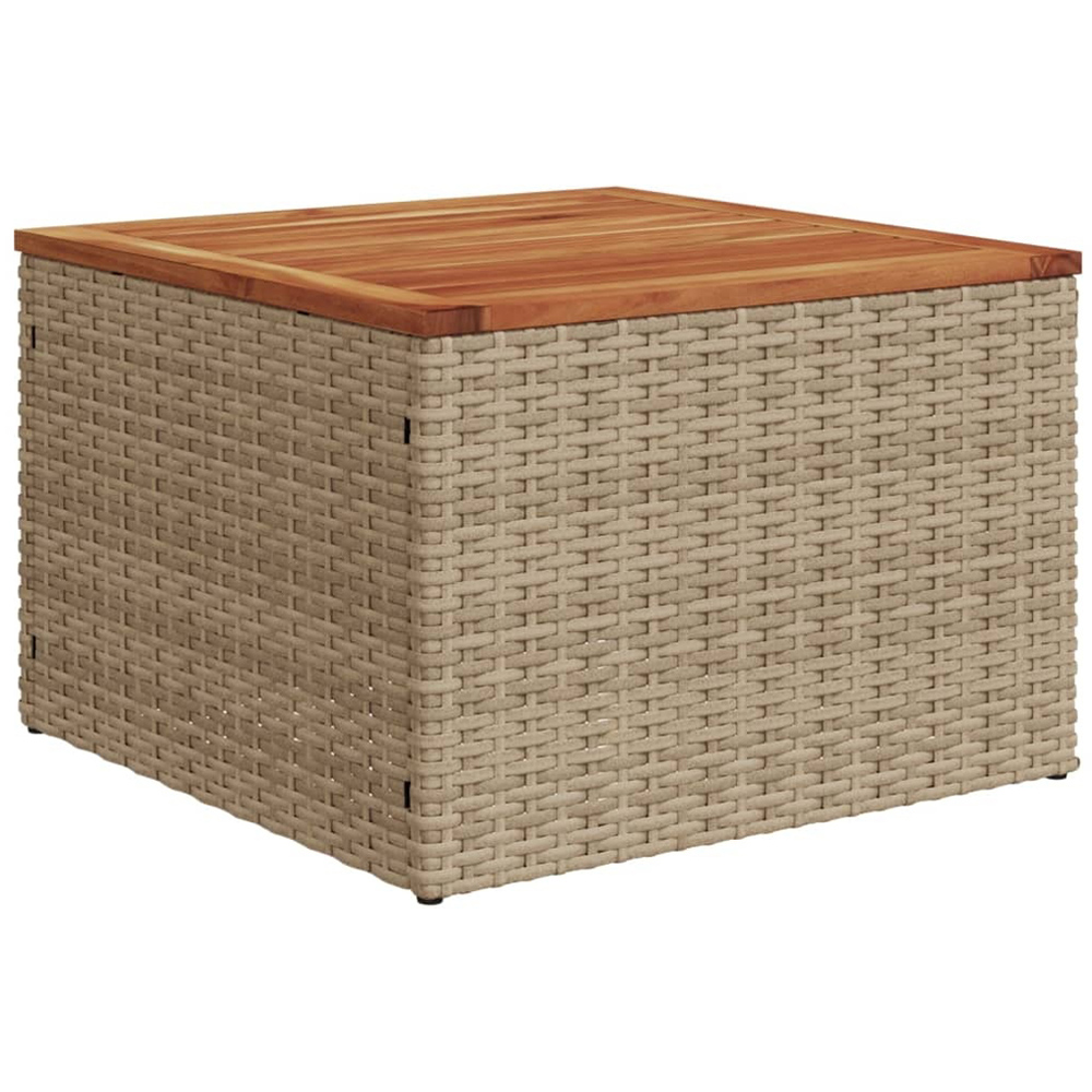 Walplus Beige Brown Poly Rattan Acacia Wood Top Garden Coffee Table Image 4
