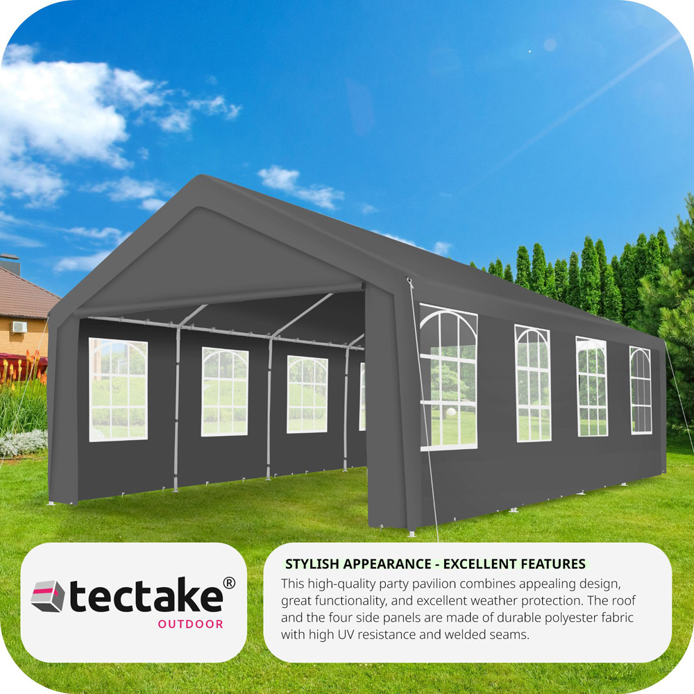 tectake Mammut 8 x 4m Grey Weather and UV Resistant Panel Gazebo Image 3