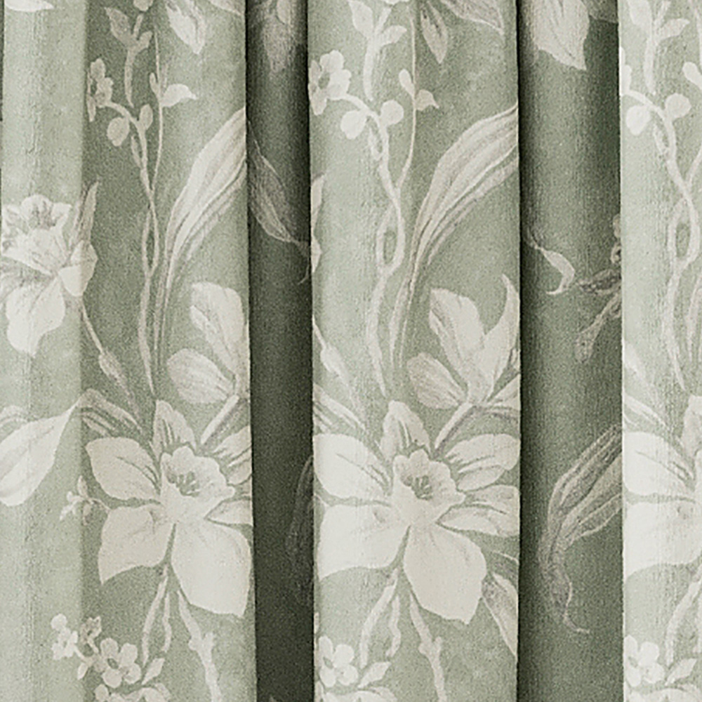 V&A Daffodil Dreams Green Lined Blackout Pencil Pleat Curtains 229 x 183cm Image 3