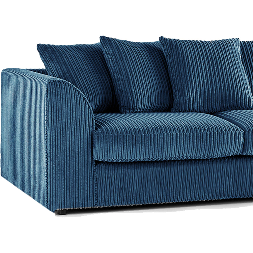 Luxor 5 Seater Marine Blue Jumbo Cord Scatter Back Sofa Suite Image 3