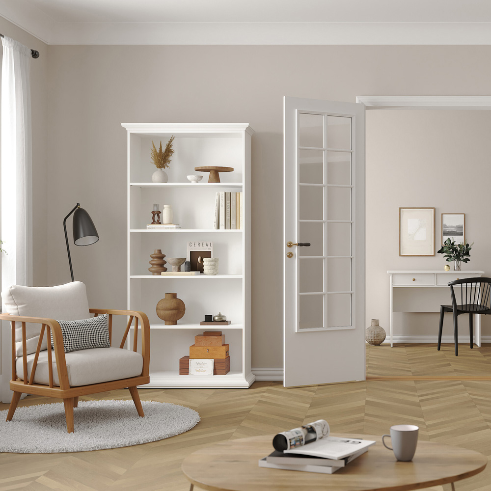 Florence Paris 5 Shelf White Tall Bookcase Image 6