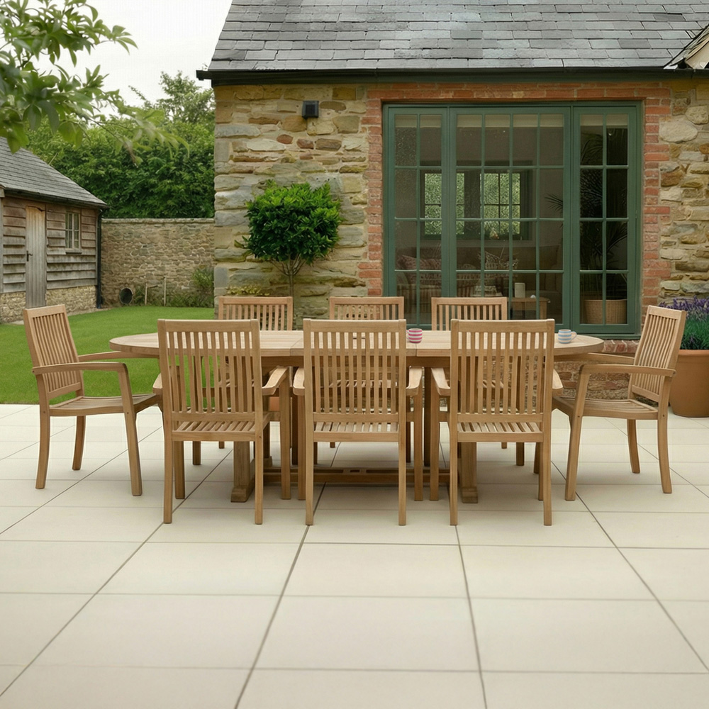 Charles Bentley Set of 2 Teak Wood Slatted Stacking Garden Dining Chair Image 7