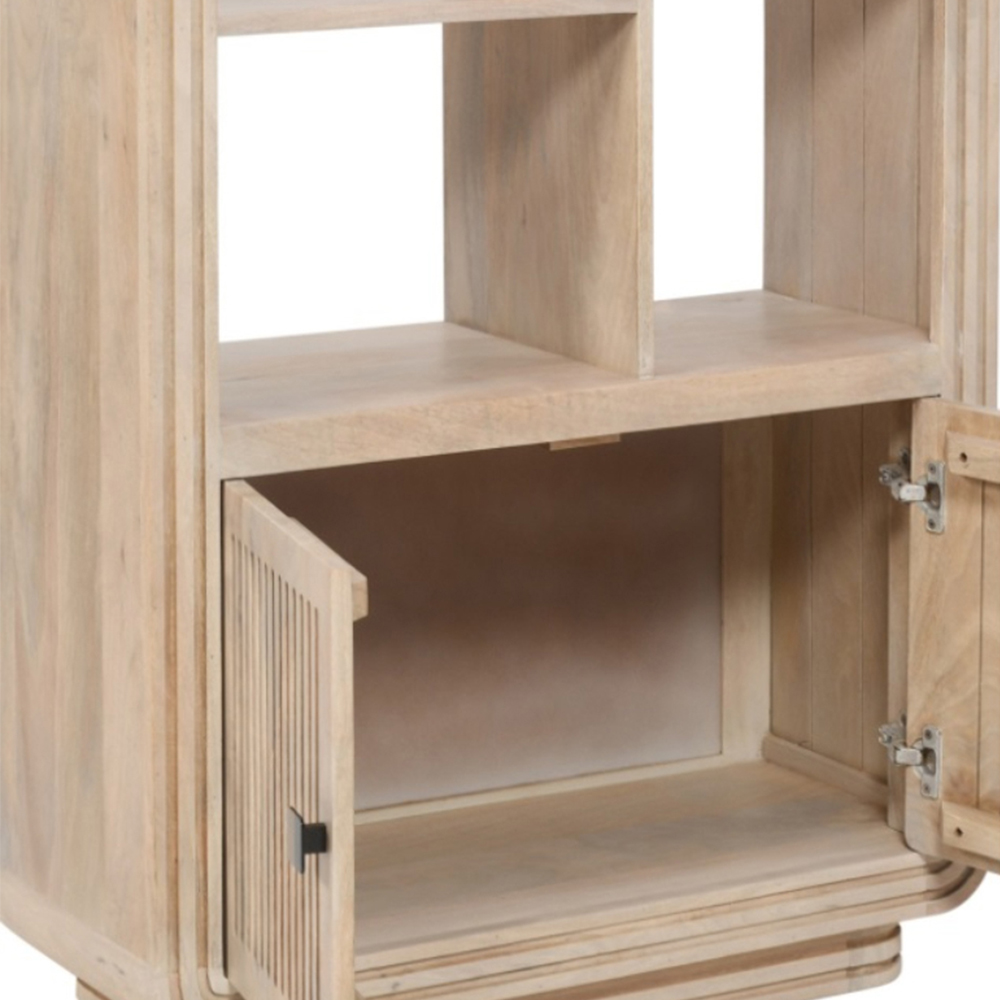 Brooklyn Hudson 2 Door 5 Shelf Carved Mango Wood Bookcase Image 5