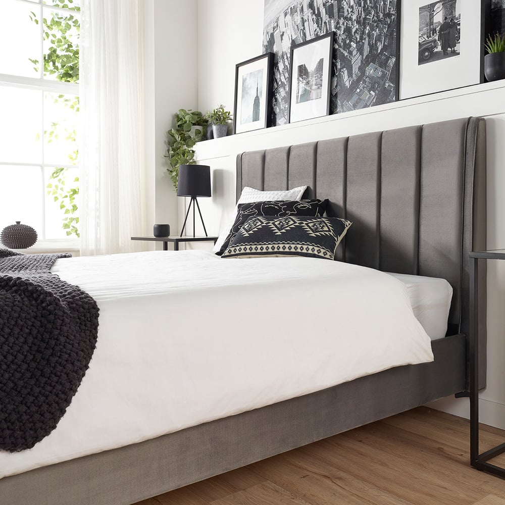 Aspire Furniture Phoebe Double Grey Brushed Velvet Bed Frame Image 4