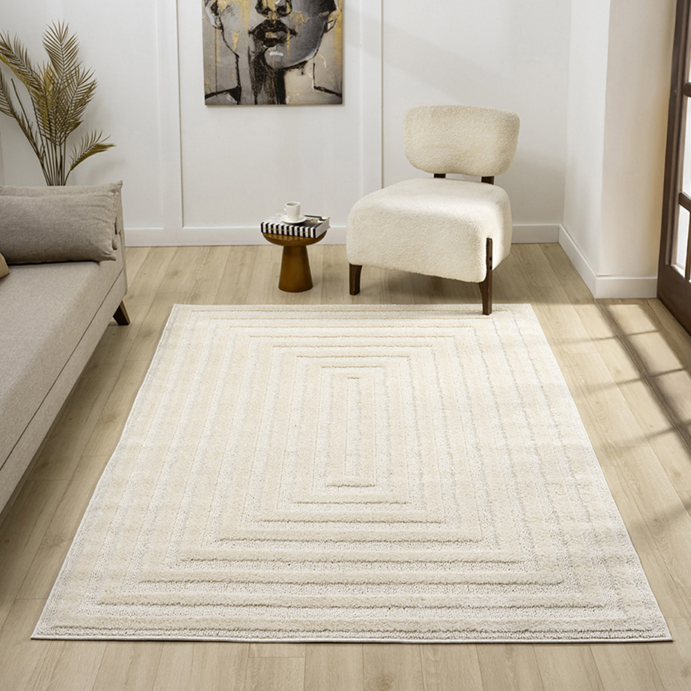 Desire Rugs Isabella Cream Embossed Geometric Rectangle Rug 160 x 230cm Image 2