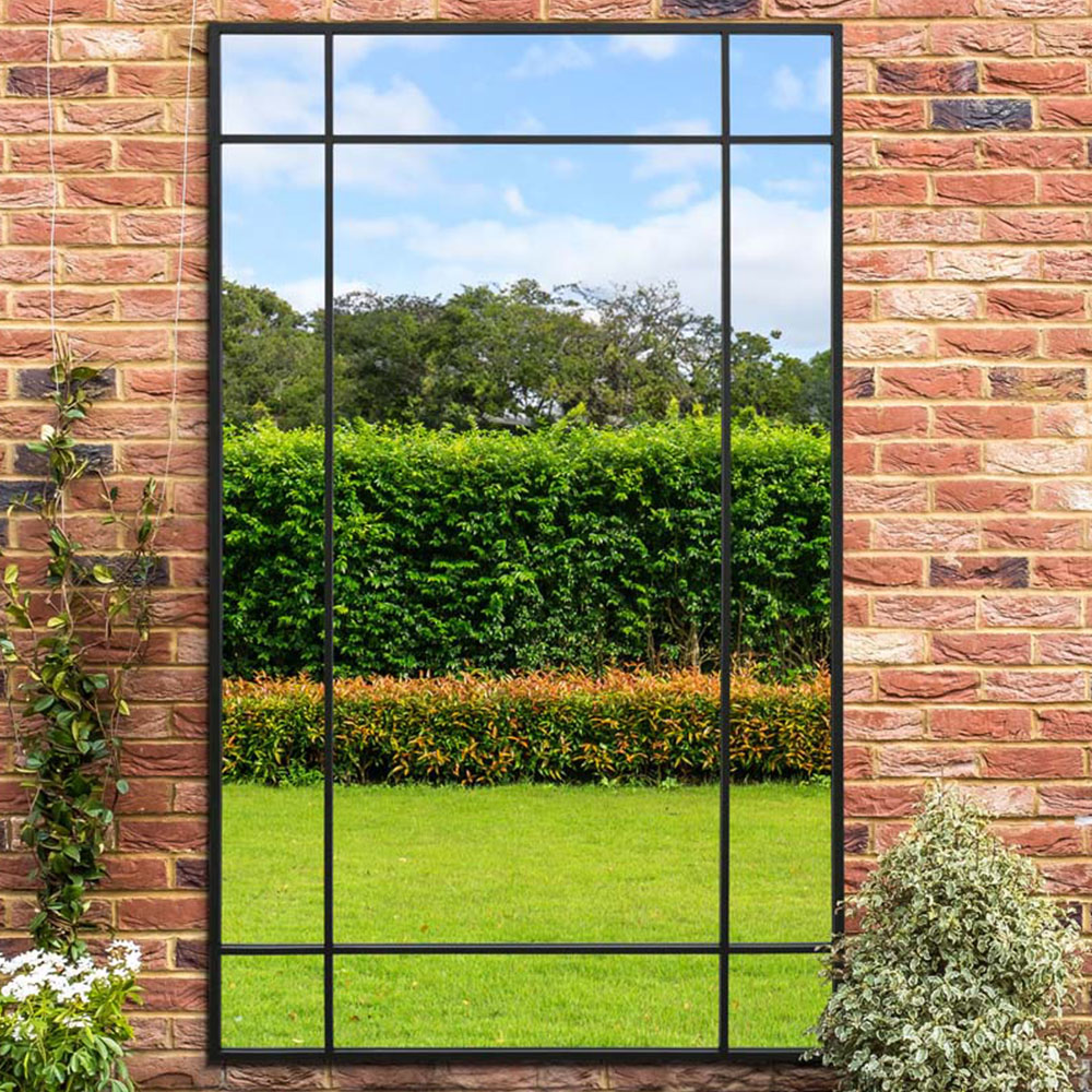 MirrorOutlet The Genestra Black Contemporary Wall and Leaner Garden Mirror 200 x 120cm Image 2
