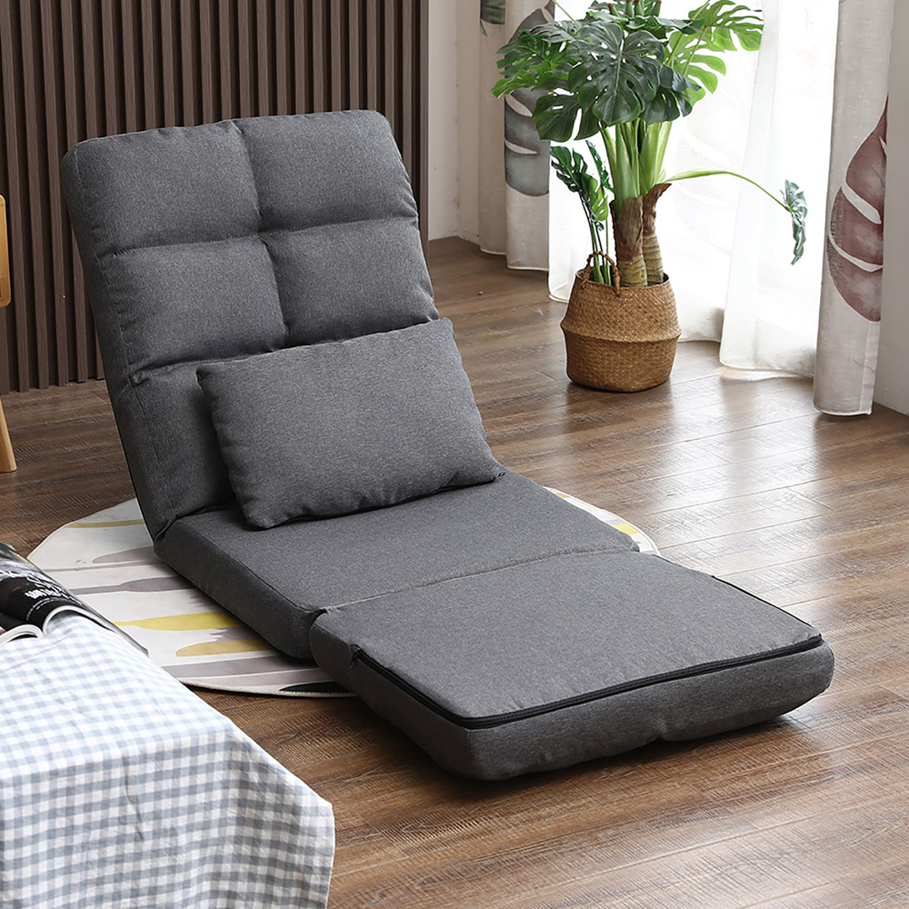 Furniture One Grey Adjustable Foldable Floor Chair with Pillow Image 3