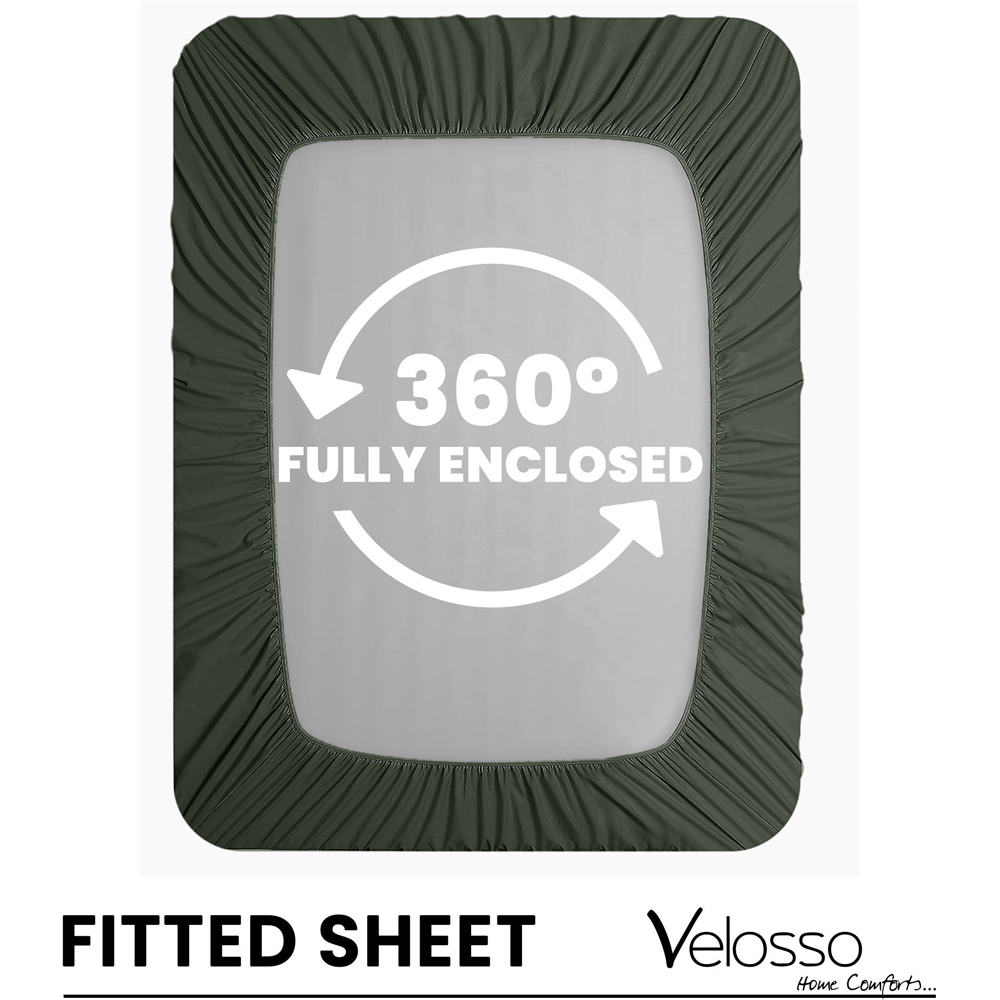 Velosso Microfibre Super King Size Olive Fitted Sheet Image 3