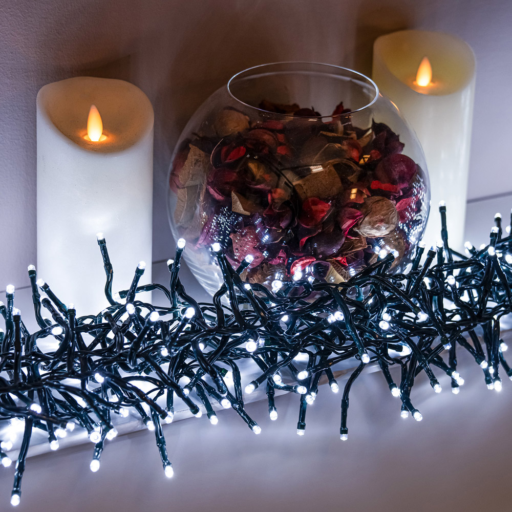 The Christmas Centre 2000 White LED Multifunction Green Cable Cluster Light 30m Image 3