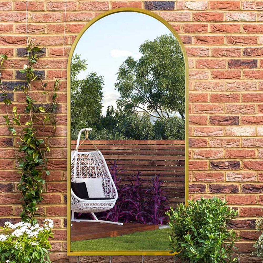 MirrorOutlet The Arcus Gold Framed Arched Garden Wall Mirror 160 x 80cm Image 2