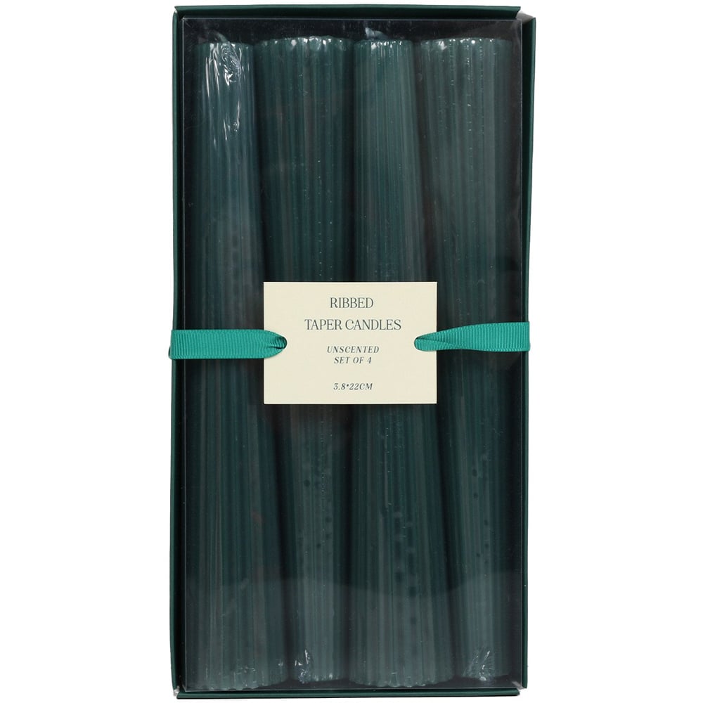 Pack of 4 Nordic Ribbed Taper Candles Image 3