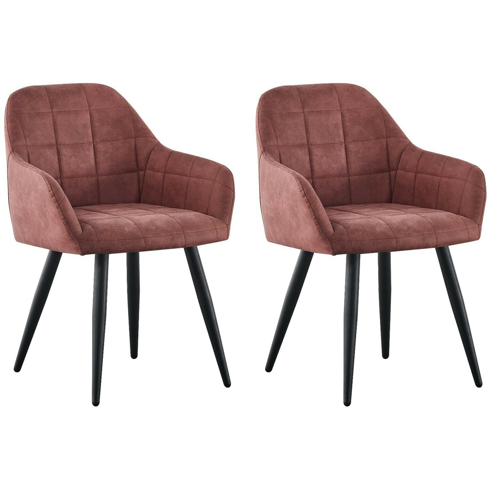 Adrian Set of 2 Pink Suede Faux Leather Dining Chairs Image 4