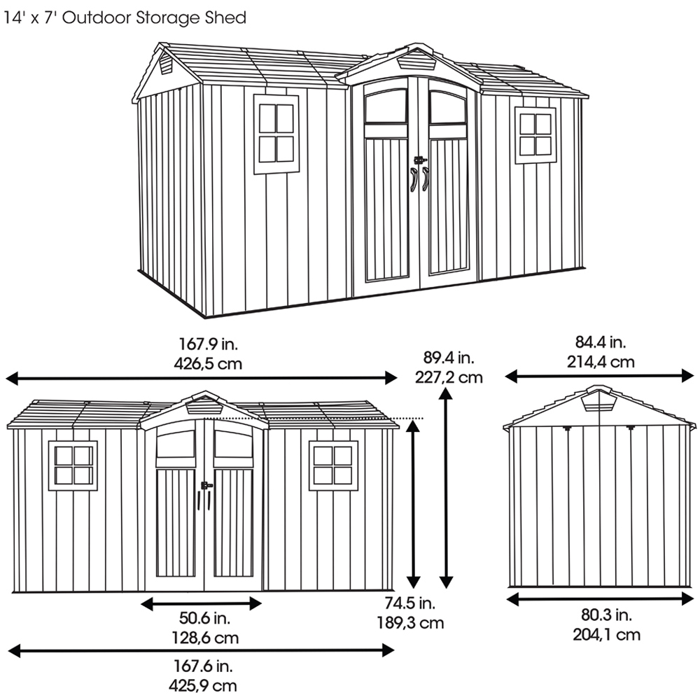 Lifetime Products 14 x 7ft Double Door Side Entry Garden Storage Shed Image 9