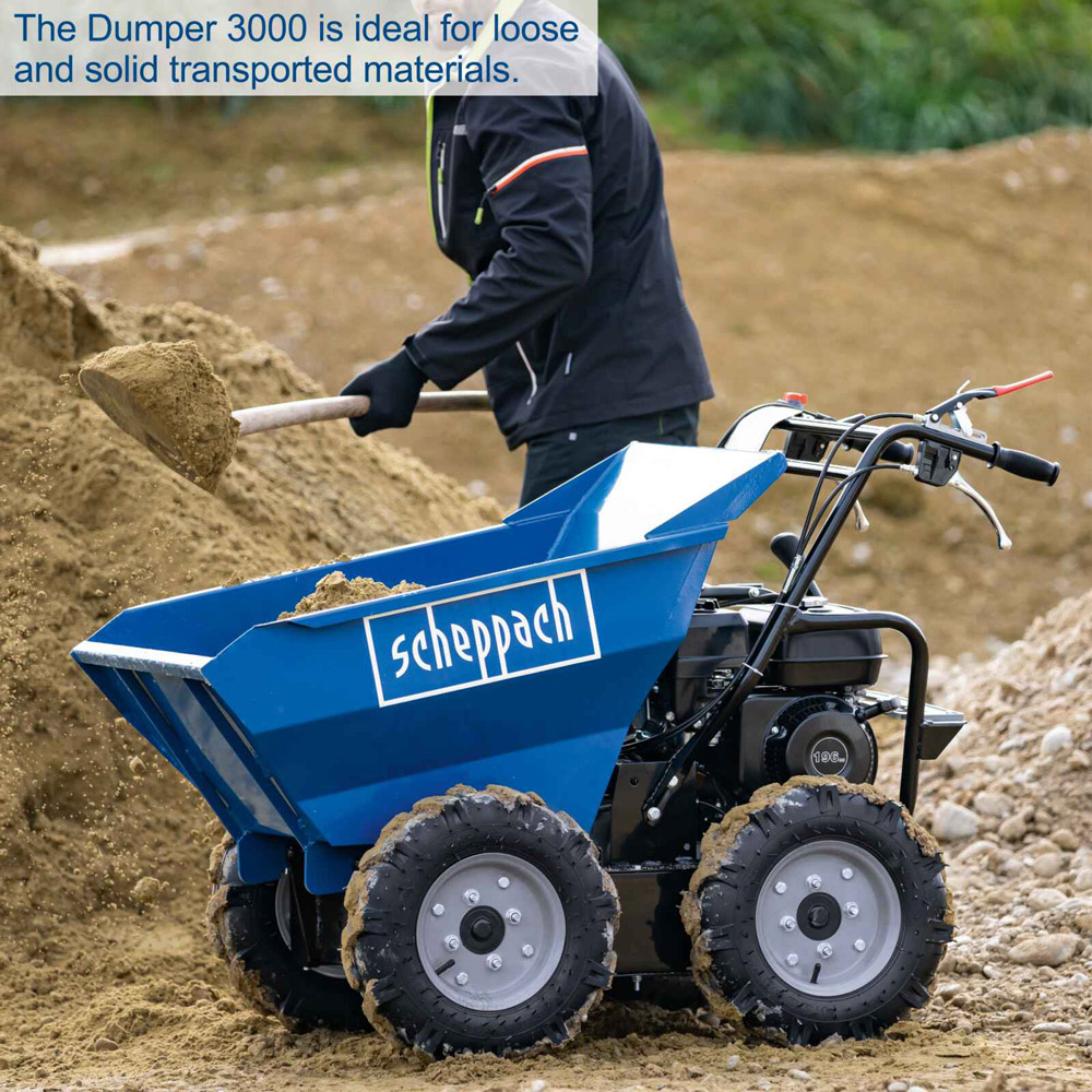 Scheppach DP3000 5.6HP Petrol Dumper with 125L Tipping Container Image 8