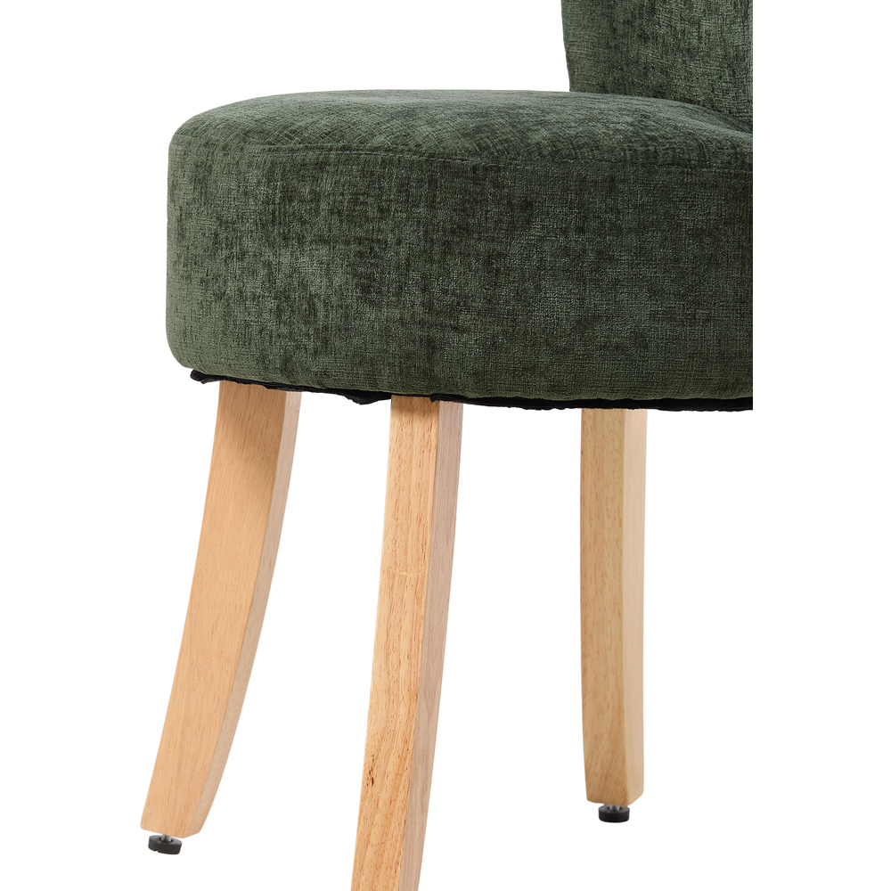 Living and Home Green Chenille Low Backrest Vanity Stool Image 5