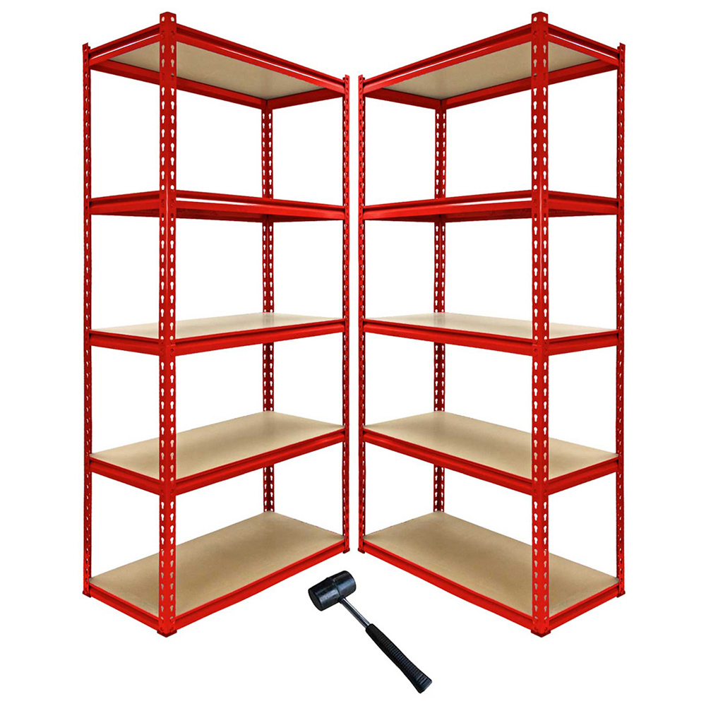 MonsterShop Z-Rax 5 Shelf Red Corner Shelving Rack 90cm Set of 3 Image 2