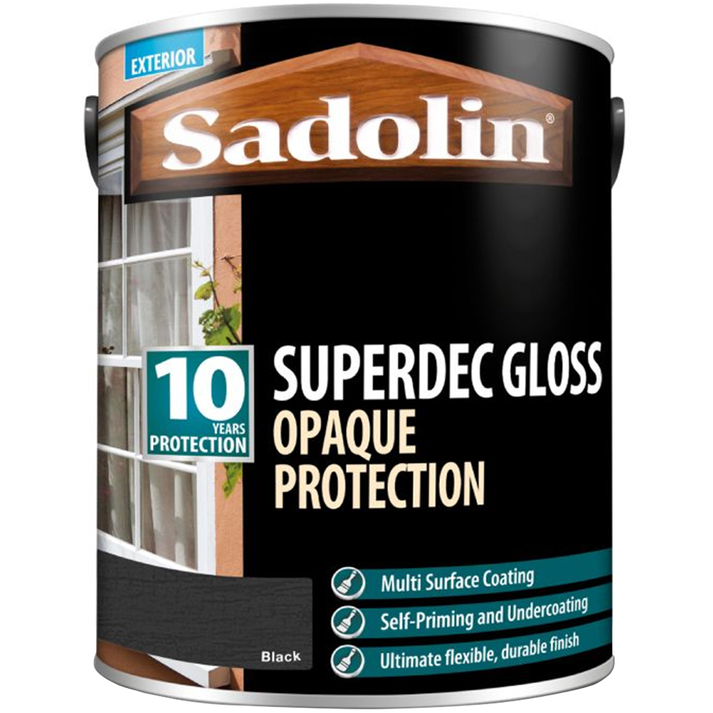 Sadolin Superdec 10 Year Black Gloss Finish Exterior Woodstain 5L Image 2