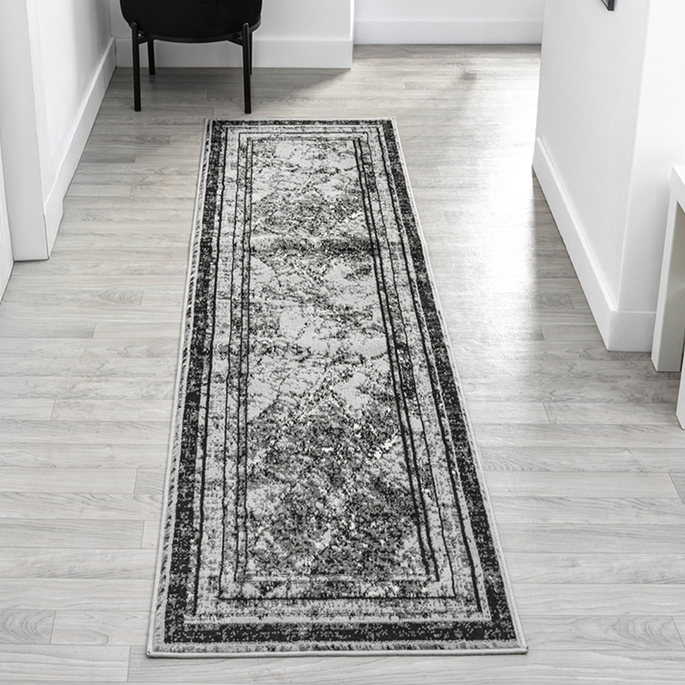 Desire Rugs Obsidian Grey Abstract Frame Rug 160 x 230cm Image 6
